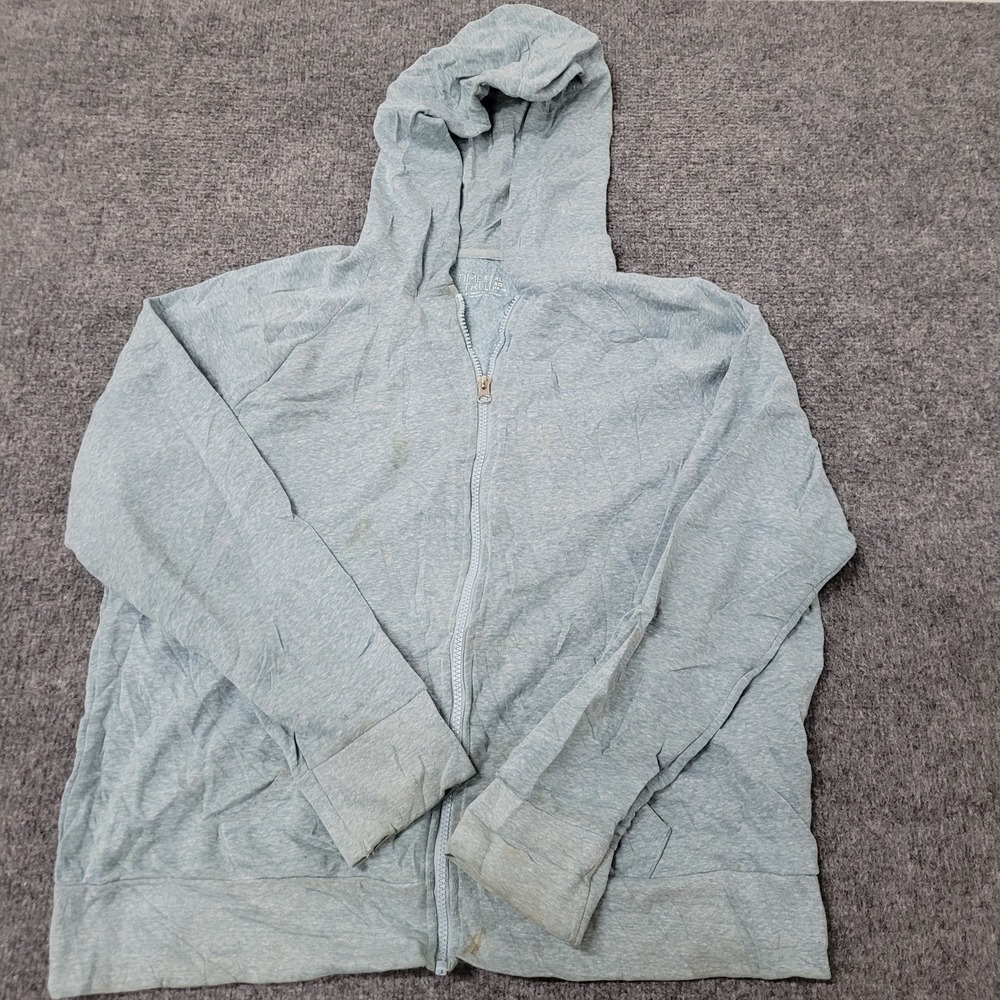 Time and Tru Hoodie Womens Size XL Studio Blue Zip Up Casual Long Sleeve Stained